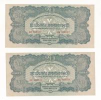 1944. 20P "A Vöröshadsereg Parancsnoksága" (2x) sorszámkövetők "AB 486337 - AB 486338...