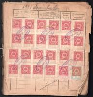 1922-1923 Forgalmi adókönyv több száz forgalmi adóbélyeggel