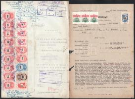 1945 utáni időszakból 57 db okmány illetékbélyegekkel, benne érdekességek