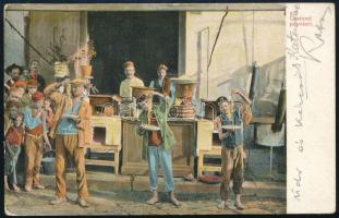 cca 1908 Katona Nándor (1864-1932) festőművész autográf aláírása Kézdi-Kovács László (1864-1942) fes...