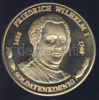 Németország 1991. "Preussen - I. Frigyes Vilmos" aranyozott Cu-Ni emlékérem tanúsítvánnyal T:PP