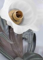 3 darab vaslemez falilámpa, savmaratott üveg búrákkal m: 40 cm