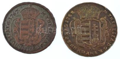 1763-1767. Rézdénár "Mária Terézia / zárt korona" (2xklf) T:VF,F 
Huszár: 1756., 1757., U...