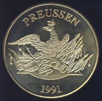 Németország 1991. "Preussen - I. Frigyes Vilmos" aranyozott Cu-Ni emlékérem tanúsítvánnyal...