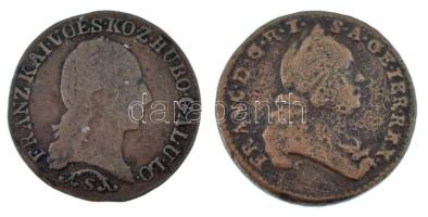 1812S 1/2kr Cu "I. Ferenc" + Ausztria DN (1760) 1/2kr Cu "Lotharingiai Ferenc" T:F