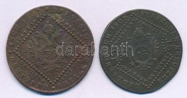 1807S 15kr Cu "I. Ferenc" + 1807B 30kr Cu "I. Ferenc" T:F