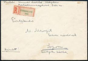 1945 (1. díjszabás) Ajánlott távolsági levél hátoldalán Hadvezérek 11 x 20f + 80f bérmentesítéssel "BALATONMAGYARÓD" - "SOPRON"