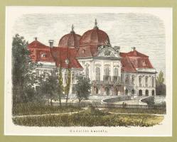 1867 Gödöllői kastély látképe, színezett fametszet, papír, jelzés nélkül, In: Vasárnapi Ujság, 1867. április 7., paszpartuban, 12,5x16,5 cm, paszpartu: 24x27 cm
