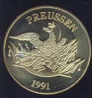 Németország 1991. "Preussen - Friedrich Ebert" aranyozott Cu-Ni emlékérem tanúsítvánnyal T...