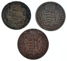 1763-1766. Rézdénár "Mária Terézia / zárt korona" (3xklf) T:VF,F ph. Huszár: 1756., Unger ...