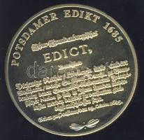 Németország 1991. "Preussen - Potsdami kiáltvány" aranyozott Cu-Ni emlékérem tanúsítvánnyal T:PP