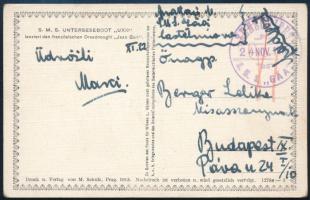 1915 Tábori posta képeslap ZENSURIERT / S.M.S. GÄA Budapestre küldve