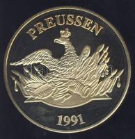 Németország 1991. "Preussen - Gross Friedrichsburg" aranyozott Cu-Ni emlékérem tanúsítvánn...