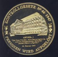 Németország 1991. "Preussen - Ellenőrzési Hivatal" aranyozott Cu-Ni emlékérem tanúsítvánnyal T:PP