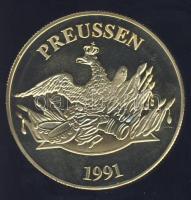 Németország 1991. "Preussen - Ellenőrzési Hivatal" aranyozott Cu-Ni emlékérem tanúsítvánny...
