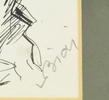 Biai-Föglein István (1905-1974): Kávéházi jelenet. Tus, papír, jelzett, üvegezett fakeretben, 24x17,...