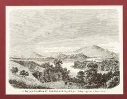 cca 1865 Bodrogkresztúr látképe, A Hegyalja képekben. IX. Bodrog-Keresztúr (A "Tokaj Hegyaljai Album" után.) fametszet, papír, jelzés nélkül, paszpartuban, In: Hazánk s a Külföld, paszpartu: 12x16 cm, paszpartu: 22x26 cm