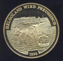 Németország 1991. "Preussen - Helgoland porosz föld" aranyozott Cu-Ni emlékérem tanúsítvánnyal T:PP