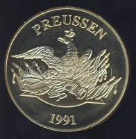 Németország 1991. "Preussen - Helgoland porosz föld" aranyozott Cu-Ni emlékérem tanúsítván...