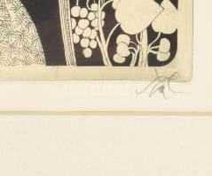 Szász Endre (1926-2003): Női portré. Rézkarc, papír, jelzett, üvegezett fakeretben, 39×29,5 cm