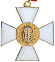 DN "Vitézi Rend Fehér zománcos I. osztályú Arany Lovagkeresztje" zománcozott kitüntetés ny...
