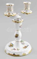 Herendi Viktória mintás kétágú gyertyatartó. Jelzett, hibátlan, m: 23 cm