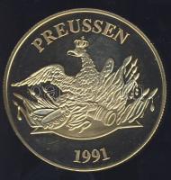 Németország 1991. "Preussen - IV. Frigyes Vilmos" aranyozott Cu-Ni emlékérem tanúsítvánnya...
