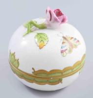 Herendi Viktória mintás bonbonier, alja repedt, m: 8 cm