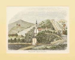 1863 Szegszárdi remete-kápolna, színezett fametszet, papír, jelzés nélkül, In: Vasárnapi Újság, paszpartuban, 12x16 cm, paszpartu: 23x29 cm