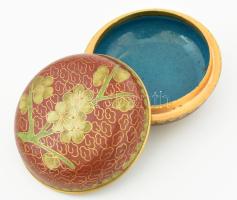 Tűzzománc mintás ékszeres szelence, d: 5,5 cm