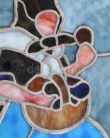 2 db ólomüveg kép, feltehetően 1920-40 körül, jelzés nélkül, sérült, 40×27,5 cm közötti méretekben. ...