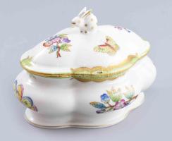 Herendi viktória mintás bonbonier, nyúl fogóval, jelzett, hibátlan, 14x10x10 cm