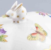 Herendi viktória mintás bonbonier, nyúl fogóval, jelzett, hibátlan, 14x10x10 cm