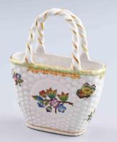 Herendi Viktória mintás kosár alakú váza. Jelzett, hibátlan, m: 14 cm