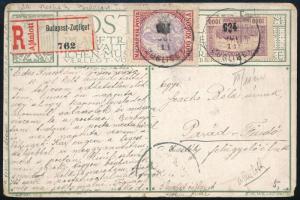 1924 Ajánlott képeslap Koronás Madonna 3000K + Parlament 1000K bérmentesítéssel Parádfürdőre küldve