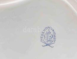Herendi Rothschild mintás levél alakú ékszeres tálka. Jelzett, hibátlan, 14x11,5 cm