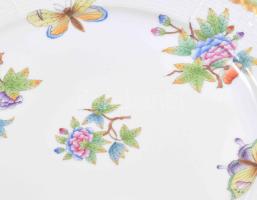 Herendi Viktória mintás süteményes készlet. Kínáló + 6 db tál. Jelzett, hibátlan, d: 19-29,5 cm