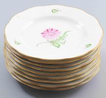 Herendi Tertia 9 darab süteményes tányér. Jelzett, hibátlan, d: 16 cm