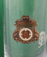 Pilsner Urquell fém címerrel díszített üveg sörös pohár, 6 db, eredeti, kissé foltos, kissé sérült d...