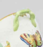 Herendi Viktória mintás bonbonier, lepke fogóval. Jelzett, hibátlan, 13,5x9x11 cm