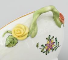 Herendi Fleur des indes vertes multicolor mintás fedeles kínáló, rózsa fogóval. Jelzett, hibátlan, 1...