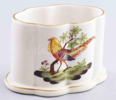 Herendi madármintás fogpiszkálótartó. Jelzett, kézzel festett, hibátlan, 9x6x6 cm