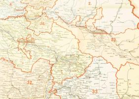 1943 Magyarország közigazgatási térképe. Keleti rész (Kárpátalja és Észak-Erdély). Nagyméretű térkép...