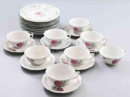 Herendi Tertia 24 darabos készlet. Tálak, tálkák, csészék, közte sérültekkel.