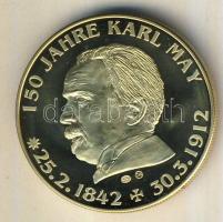 Németország 1992. "Karl May - Old  Firehand" aranyozott Cu-Ni emlékérem tanúsítvánnyal T:PP