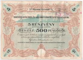 Újpest 1930. "Egyesült Izzólámpa és Villamossági Részvénytársaság" 10 részvénye egyben, ös...