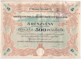 Újpest 1930. "Egyesült Izzólámpa és Villamossági Részvénytársaság" 10 részvénye egyben, ös...