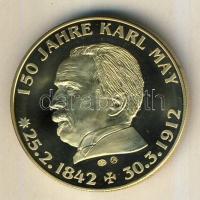 Németország 1992. "Karl May - Old  Wabble" aranyozott Cu-Ni emlékérem tanúsítvánnyal T:PP