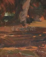 Metykó Gyula (1907-1992): Erdőrészlet. Olaj, vászon. Jelezve jobbra lent. Dekoratív, sérült fakeretb...