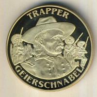 Németország 1992. "Karl May - Trappoló Keselyűcsőr" aranyozott Cu-Ni emlékérem tanúsítvánn...
